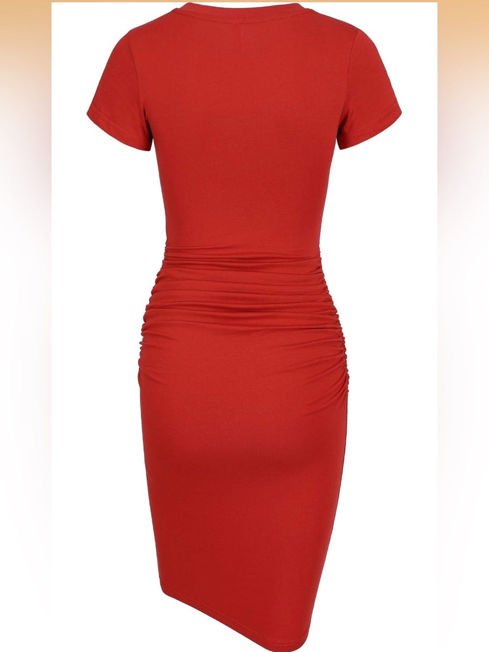 Rust Colored Ruched Side Sheath Dress - Picture 3 of 4